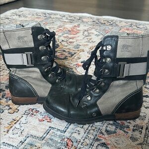 Sorel Black and Gray Lace-Up Boots